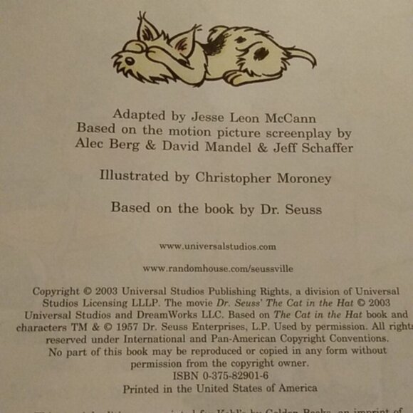 Dr Seuss' The Cat In The Hat The Movie! Official Movie Merchandise HC Book, 2003 - Picture 6 of 9